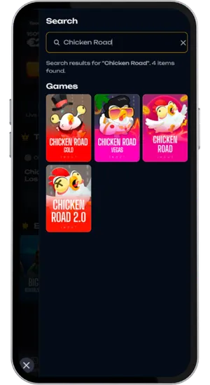 Finding and opening Chicken Road in the casino lobby