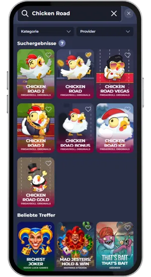 Chicken Road in der Casino-Lobby finden und öffnen