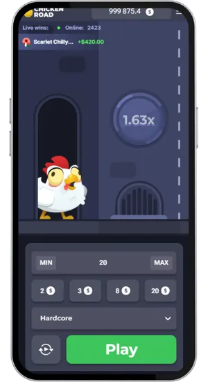 Impostazione della puntata tra 0,01 € e 150 € nella slot Chicken Road