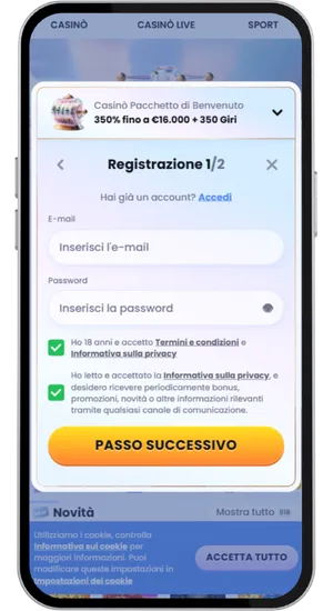 Registrazione di un account per giocare a Chicken Road