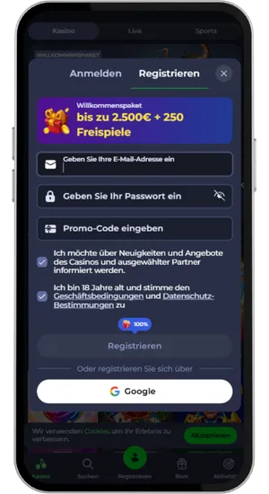 Registrierung eines Kontos, um Chicken Road zu spielen