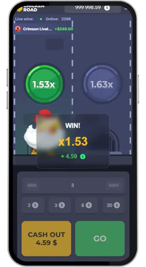 Chicken Road cash out win screen